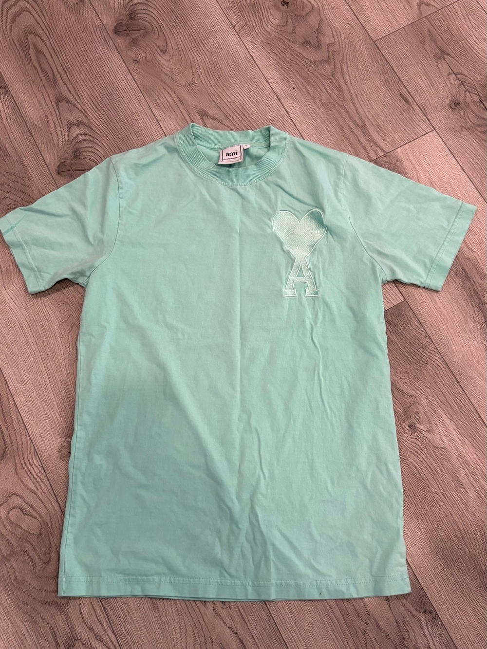 Ami Mint Green Short Sleeve Tee with Heart A Logo
